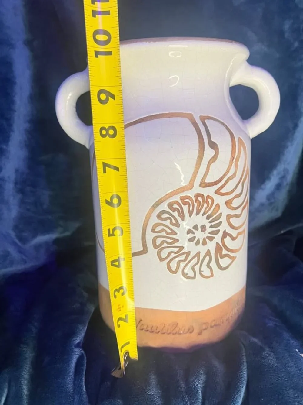 Nautilus Pompilius Large Pottery Urn Vase with Handles